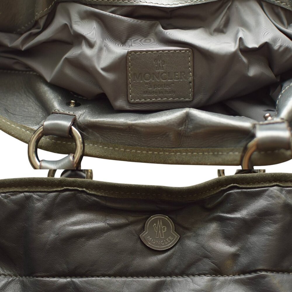 Moncler A Porter Gray Leather Suede Tote Handbag Shoulder bag - Picture 8 of 9